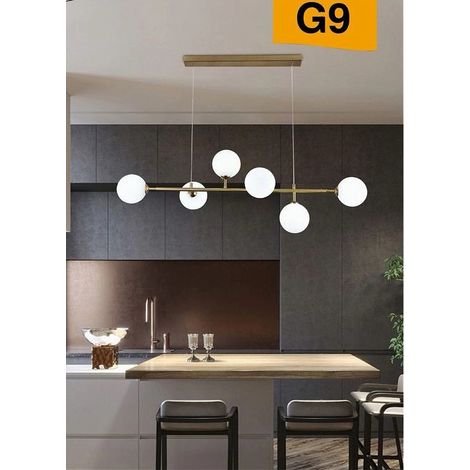 TRADE SHOP - Lampadario Da Soffitto Moderno A Sospensione Con 6 Sfere Attacco Lampadine G9 B88 - (1/5)