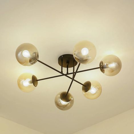 [GEBRAUCHT] B-Ware Lindby Deckenleuchte Lampe Isamer Kugel Rauchgrau Amber Glas Wohnzimmer