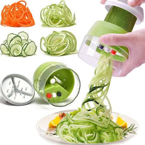 1 Pièce Spiraliseur 4-en-1 Coupe-Légumes Portable en Acier Inoxydable, 25.4 cm (1/5)
