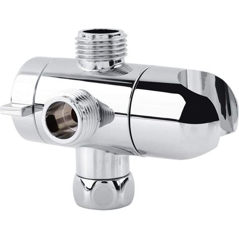 Inverseur de bras de douche à 3 voies, support de fixation de vanne à angle de 1/2"pour salle de bain pour douche à main Composants de douche universels Chrome
