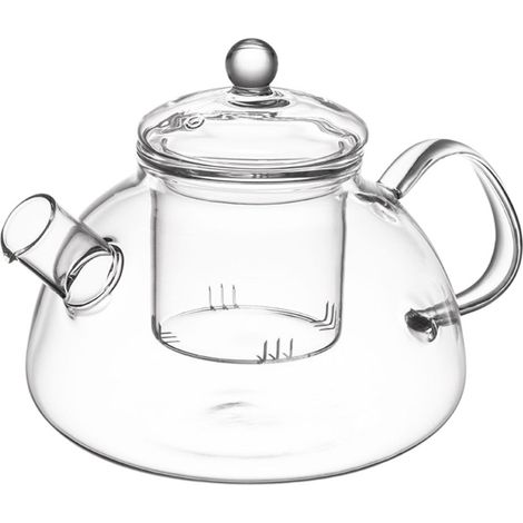 Jarra resistente al calor con infusor William de 1300 ml (1,3 litros) para preparar té, hierbas y café, de vidrio borosilicato.