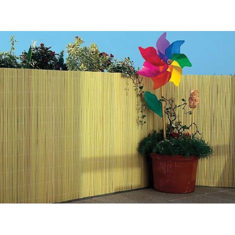 Bambou double arella en PVC tige elliptique 16 mm beige 300x150 cm pour balcon jardin exte'rieur terrasse (1/2)