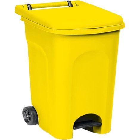 Pattumiera con pedale e ruote per Raccolta Differenziata contenitori bidoni 60lt - colorigenerali: GIALLO