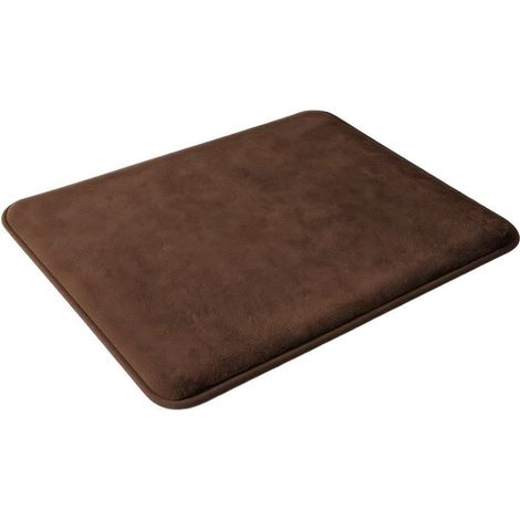 Soft absorbent chenille bath mat, dark brown, 40 x 60 cm (1/5)