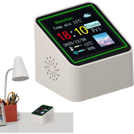 Station météo Horloge Capteur d'humidité Petite Station Météo Numérique Électronique de Bureau pour la Maison Pour chambre, maison, cuisine, bureau, garage, salle de (1/5)