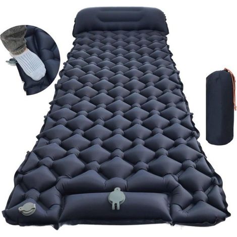 Matelas Gonflable Autogonflant - 195x60x5 cm - Pour Camping Et Randonnée - Bleu Marine - 1 Unité