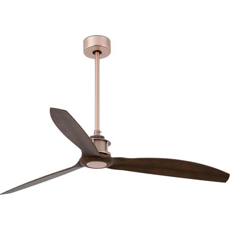 Faro Barcelona – Ventilateur de plafond moyen – Finition bois clair et cuivre – Diamètre 128 cm – Indice de protection IP20 – Pour espaces intérieurs