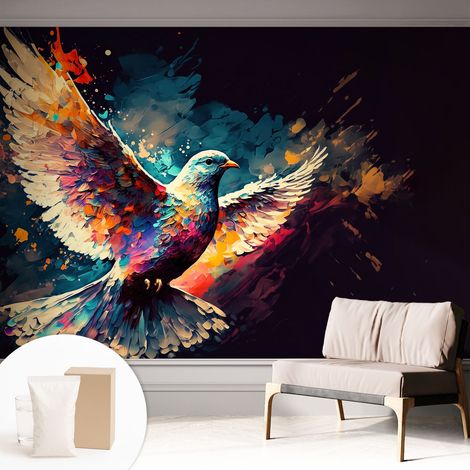 Carta Da Parati - Murale Alla Moda Decorazione - Camera Da Letto - Con Colla Gratuita Uccello colorato 312x219 cm (1/5)