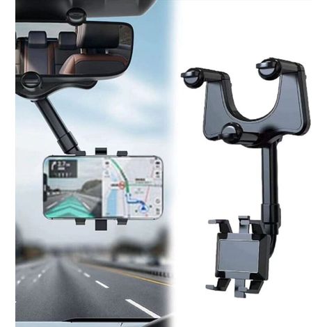 Car Rearview Mirror Phone Holder 360° Rotation Universal Adjustable Phone Mount with Direction Display (1/4)