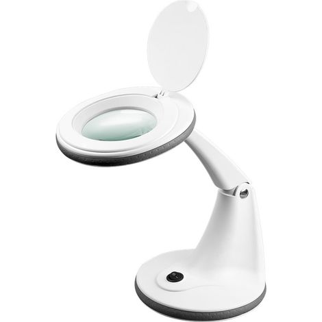 goobay 60366 Lámpara de Lupa LED/lámpara de Lupa con pie/Lupa de pie con luz / 6 W Consumo/Temperatura de Color 6500 K/Flujo Luminoso 450 LM/tensión de Servicio 230 V (AC) / Blanco