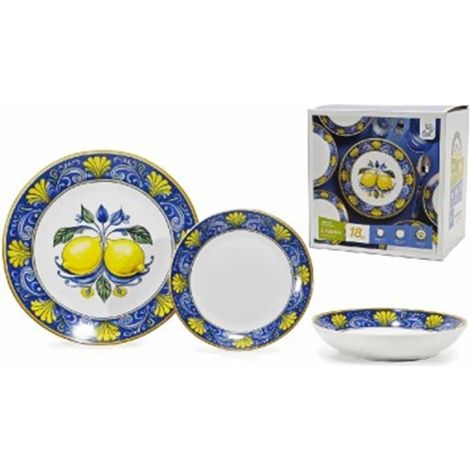 Set Services Des Piacts En Décoration Porcellana 18 Pz Au Limoni En Maiolica Da Tavola (1/3)