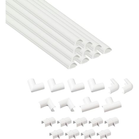 Kit Goulottes Cache Câbles Décoratives, Blanc, 10x40cm   Solution Pratique pour Gestion Câbles et Protection Murale.