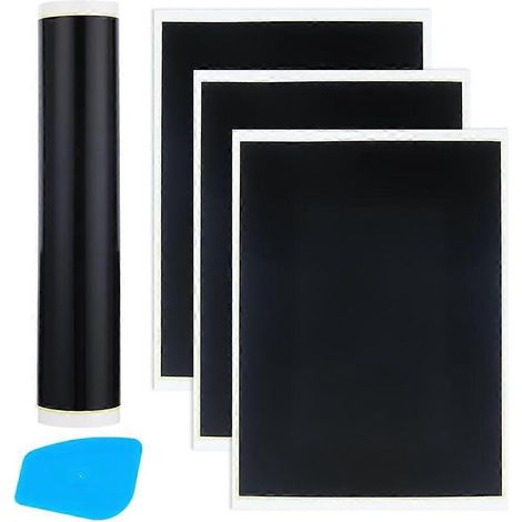 Lot de 3 feuilles de papier à graver, papier de couleur avec raclette en plastique, papier optique noir pour métaux et céramiques (1/5)