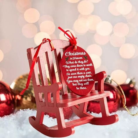 Rocking Chair - Bois Naturel - Décoration Murale Noël - Souvenir Commémoratif - Avec Étiquette Gravable - Lot de 2 (1/5)