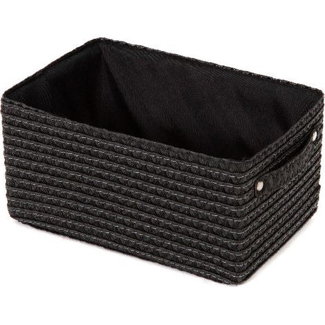 Panier de rangement doublé tissu Lilou noir - COMPACTOR - 23 x 15 x H.12 CM - Noir (1/5)