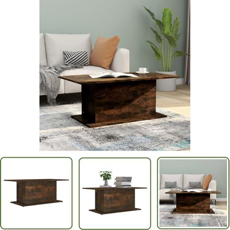 The Living Store Table basse Chêne fumé 102x55,5x40 cm Bois d'ingénierie - Table Basse - Meuble Salon - Table D'appoint - Table Chêne Fumé - Bois D'ingénierie (1/5)