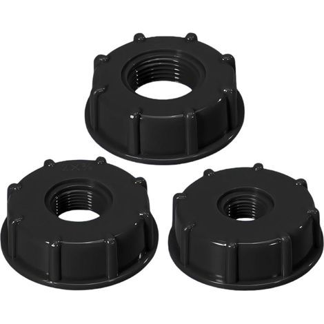 3 Pieces IBC Raccord Cuve 1000 Litres, Adaptateur Cuve 1000l, Adaptateur Robinet Tuyau Arrosage Plastique Noir Raccord Fileté pour Tuyaux d'arrosage Réservoirs IBC Citernes (1/2", 3/4", 1") (1/5)