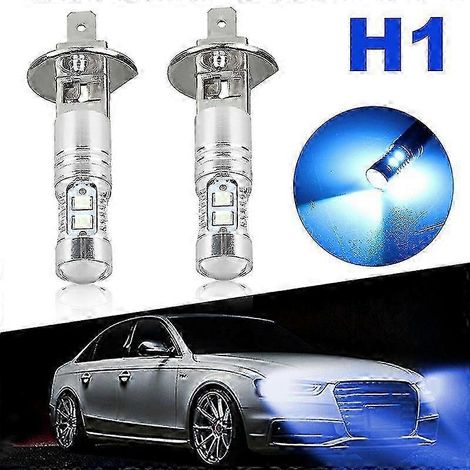 Lot de 2 ampoules LED H1 pour phares de voiture, 8000K, 100W, bleu glacier, ultra-lumineuses, pour feux antibrouillard. (1/5)