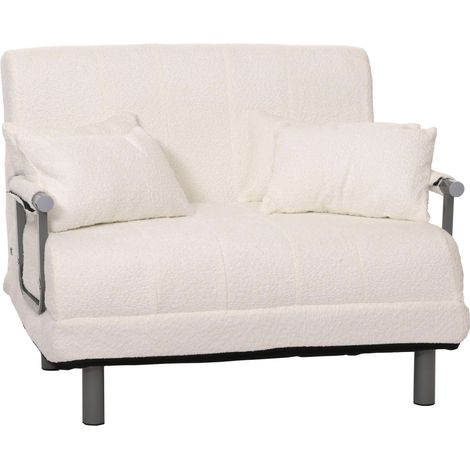 Canapé convertible lit d’appoint 190x100 cm fauteuil lit design moderne tissu bouclé crème 040010016 (1/5)