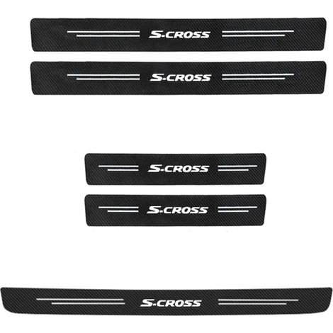 (5 pièces) Autocollants de seuil de porte de voiture SUZUKI S-CROSS,bandes de protection décoratives en fibre de carbone pour le coffre et le pare-chocs (1/3)