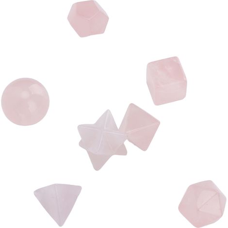 Cristaux de guérison des 7 chakras, motif géométrique, pierres semi-précieuses, ornement décoratif en cristal d'énergie positive, rose (1/5)