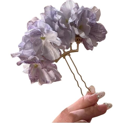 Bâtonnet à cheveux fleuri – Fleur bleue élégante – Idéal pour les fêtes et les vacances – Unique et artistique (1/5)