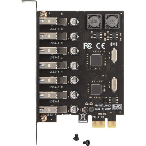 PCI-E-zu-7-Port-USB-3.0-Erweiterungskarte, 5 Gbit/s Geschwindigkeit, High-Speed-USB-Erweiterungsmodul für PC (1/5)