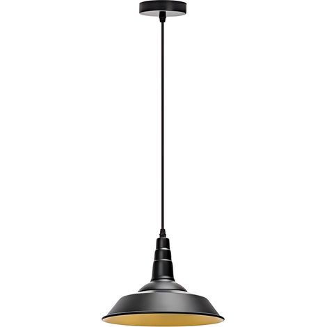 Suspension industrielle en métal noir, culot E27, style rétro pour cuisine et bar (ampoule non incluse) (1/3)