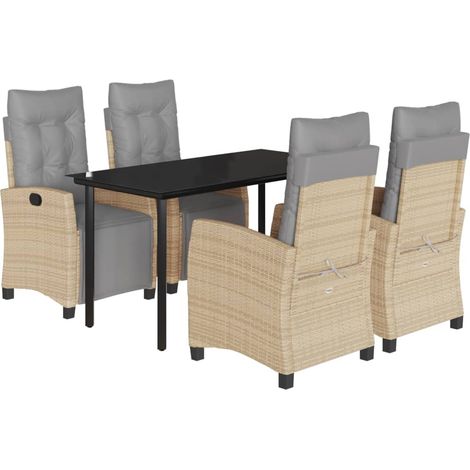 Maison Exclusive - Set Pranzo da Giardino 5 pz con Cuscini Beige Misto Polyrattan