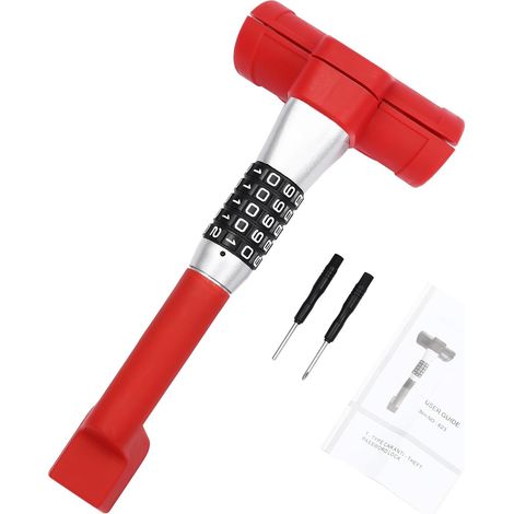 Antivol de volant à combinaison - Levier de verrouillage de volant GM - Antivol à combinaison - Longueur totale : 40,8 cm - Antivol de volant de voiture - Pour camion, camionnette, camping-car - Rouge
