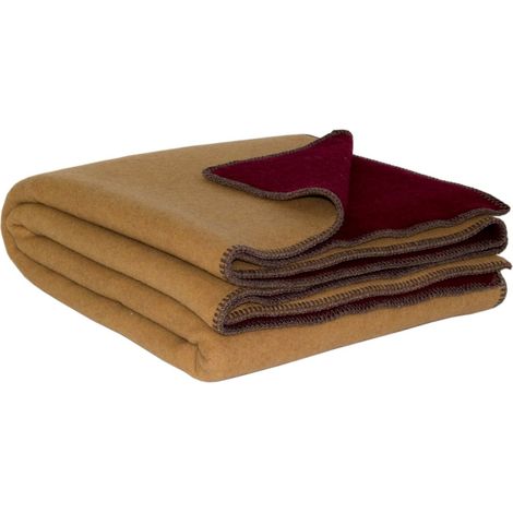 Couverture de lit en laine mérinos pour chambre coloris bordeaux et miel Wine & Honey - PANGIVO (1/2)