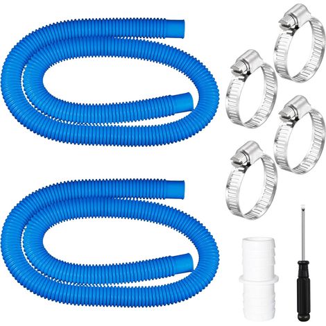 Tuyau Piscine 32mm,2 Pièces 150 CM Tuyau de Piscine avec 4 Pinces Métalliques,pour Pompe à Filtre Eau Arrosage Bassin (1/5)