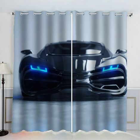Rideau Voiture De Course Belle Voiture De Sport Rideau Thermique Isolant Anti Froid Rideau Occultant Oeillet 2 Pièces Opaque Salon Maison Décoration Rideaux Polyester (234x183 cm) - 234L X 183H cm (2 (1/5)