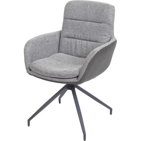 Sedia poltroncina girevole con braccioli elegante imbottita HHG-655 tessuto grigio grigio scuro