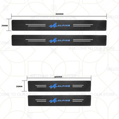 (LOGO ALPINE 4 PIÈCES) Convient pour voiture avec logo Alpine Duster Twingo Megane Kadjar Captur Clio RS Espace Kangoo Décoration de seuil de porte Autocollants de coffre en fibre de carbone (1/4)
