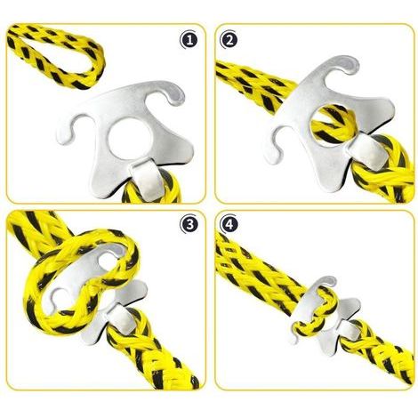 Anneau de remorquage en acier inoxydable 316, connecteur pour corde de traction nautique, connecteur pour flotteur gonflable, accessoires de yacht, boucle de chaîne jaune et noire (1/3)