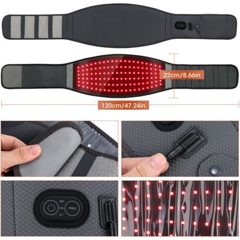 Une véritable ceinture de thérapie par la lumière rouge chauffante, dotée de 120 perles LED à lumière rouge et d'un dispositif intelligent de thérapie proche infrarouge. (1/3)