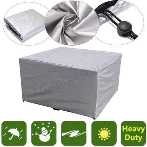 Rectangular Garden Table Cover - 210D Oxford Fabric Windproof - Gray (1/4)