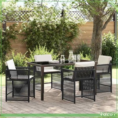 Ensemble de salle à manger pour jardin - FAFEICY - 3380770 - Noir - Polyrotin - Table verre (1/5)