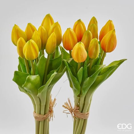 EDG Enzo De Gasperi Bouquet Tulipani 9 Boccioli H 29 Cm Artificiali Ass. Giallo 1 Pz (1/4)