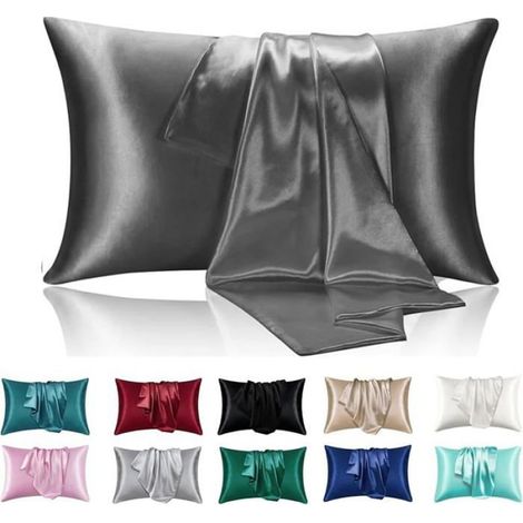 Taie Oreiller - Satin 100 % Polyester - Pour Literie Standard - Lot de 2 Pièces (1/5)