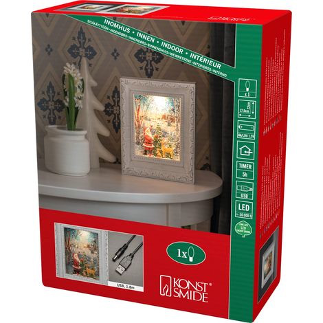 Konstsmide Globo di neve a LED Babbo Natale con animali/riempita d'acqua/decorazioni natalizie per interni a batteria/timer/funzionamento a batteria: 3 x AA 1,5 V (escl.) o USB (Inc) (1/4)