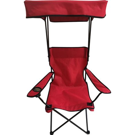Terre Jardin – Chaise de camping pliante avec pare-soleil rabattable – Hauteur 139 cm – Porte-gobelet et sac de transport inclus – Charge max 110 kg