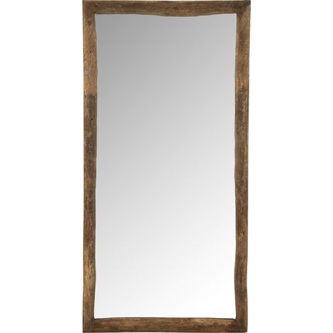 Miroir mural rectangulaire en bois marron style authentique - Bois marron naturel chaleureux (1/5)