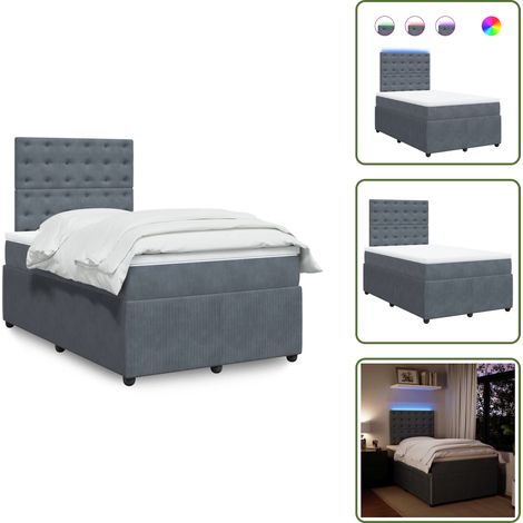 Sommier à lattes de lit et matelas gris foncé 120x190cm velours - Sommier À Lattes De Lit - Sommiers À Lattes De Lit - Lit - Meuble De Chambre À Coucher (1/5)
