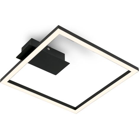 Plafonnier LED Frame, plafonnier LED couleur blanc chaud, lampe 14W, lampe de salon, lampe de chambre, 265x250x45 mm (LxlxH), noir (1/5)