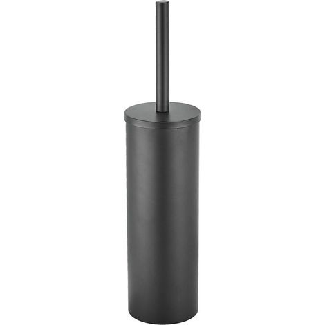 Brosse de toilette noire avec support – Acier inoxydable – Pose libre – Design moderne (1/4)