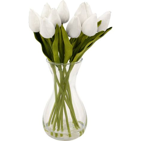 Tulpenarrangement mit Vase Hector weiß H28,5cm - Atmosphera créateur d'intérieur