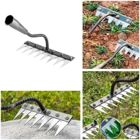 Râteau de désherbage de jardin en acier au carbone, râteau de jardin en métal robuste, râteau en fer pour le désherbage de jardinage, râteau de désherbage, râteau de jardinage, râteau robuste à 5 dent (1/5)