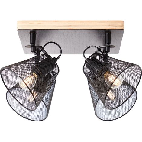 BRILLIANT lampe, plaque de spot entière 4 flammes noir / couleur bois, métal / bois, 4x D45, E14, 40W, lampes en forme de larme (non incluses), A ++ (1/5)